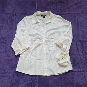 NWT Style & Co White Striped Button Blouse